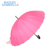 Súper 27 &quot;Manual de manija larga de China Pink Women al por mayor abierto 24 Costilla recta Walking Stick Large Rain Umbrella para la venta